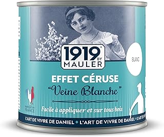 1919 BY MAULER - Peinture Céruse « Effet Cérusé » - BLANC - 1L - Patine et blanchit les veines du bois, effet shabby chic : meuble, parquet, escalier, boiserie