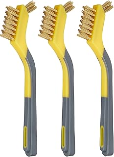Amazon Basics Lot de 3 mini brosses en laiton avec prise en main douce, 12,7 mm, pour nettoyer et enlever la rouille, Jaune/Gris