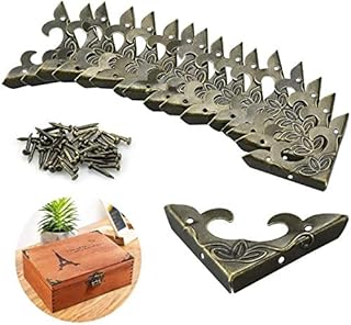 20PCS Coin de Meuble Bronze Coin de Protection Livre Coin Protecteurs en Métal Protection Coin Meuble Metal Coin de Meuble Décoratif Vintage avec 40 Vis pour Boîte à Bijoux Bureau, 31*42*4.5mm