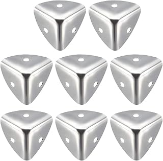 sourcing map Coin de Protection Boîte Caisse Bois Meuble Angle Protecteur Métal Vintage 25x25x25mm 8Pcs Ton Argent