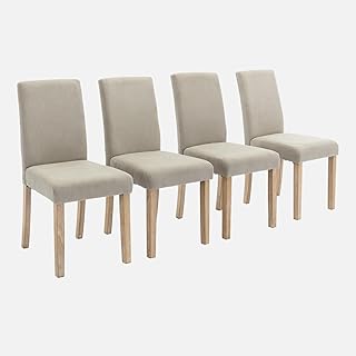 sweeek - Lot de 4 chaises Rita Velours côtelé Pieds en Bois d